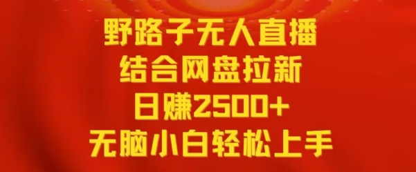 野路子无人直播结合网盘拉新，日赚2500+，小白无脑轻松上手【揭秘】-源创资源网