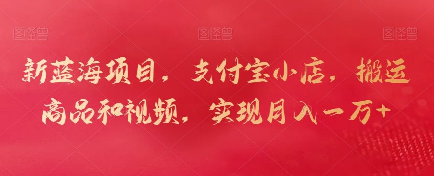 新蓝海项目，支付宝小店，搬运商品和视频，实现月入一万+【揭秘】-源创资源网