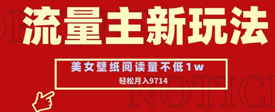 流量主新玩法，美女壁纸和头像，阅读量不低于1w，月入9741【揭秘】-源创资源网