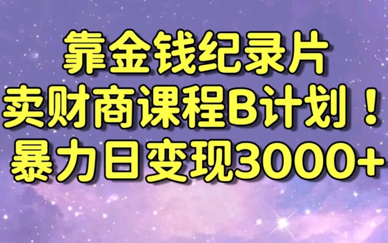 财经纪录片联合财商课程的变现策略，暴力日变现3000+，喂饭级别教学【揭秘】-源创资源网