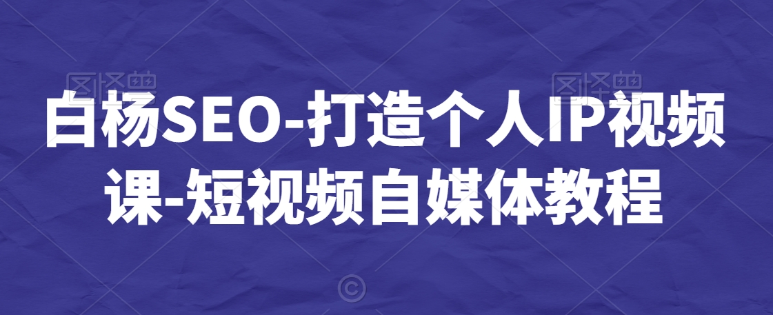 白杨SEO-打造个人IP视频课-短视频自媒体教程-源创资源网