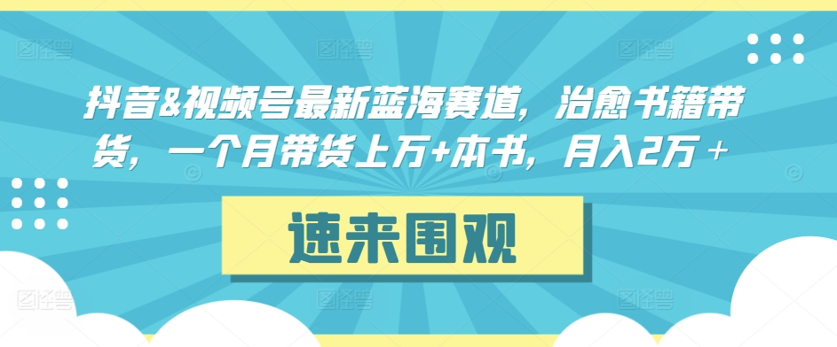 抖音&视频号最新蓝海赛道，治愈书籍带货，一个月带货上万+本书，月入2万＋【揭秘】-源创资源网