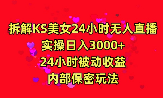利用快手24小时无人美女直播，实操日入3000，24小时被动收益，内部保密玩法【揭秘】-源创资源网