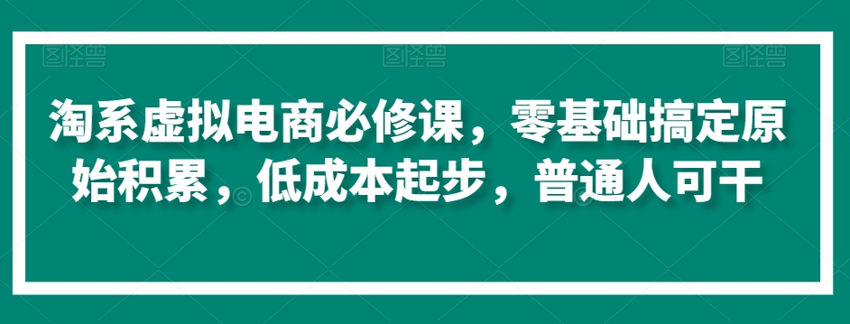 淘系虚拟电商必修课，零基础搞定原始积累，低成本起步，普通人可干-源创资源网