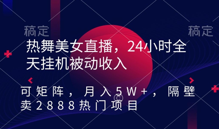 热舞美女直播，24小时全天挂机被动收入，可矩阵，月入5W+，隔壁卖2888热门项目【揭秘】-源创资源网