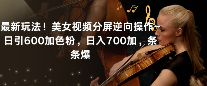 最新玩法！美女视频分屏逆向操作~日引600加色粉，日入700加，条条爆【揭秘】-源创资源网
