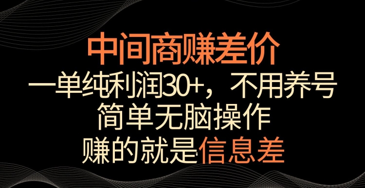 中间商赚差价，一单纯利润30+，简单无脑操作，赚的就是信息差，轻轻松松日入1000+【揭秘】-源创资源网
