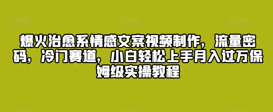 爆火治愈系情感文案视频制作，流量密码，冷门赛道，小白轻松上手月入过万保姆级实操教程【揭秘】-源创资源网